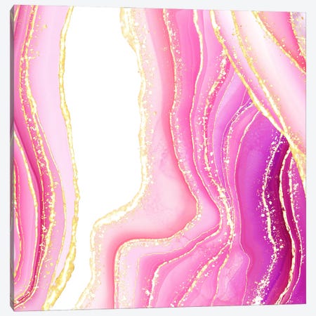 Sparkling Pink Agate Texture V Canvas Print #AKD646} by Aloke Design Canvas Art Print