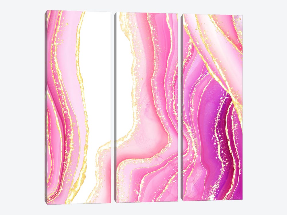 Sparkling Pink Agate Texture V by Aloke Design 3-piece Canvas Art