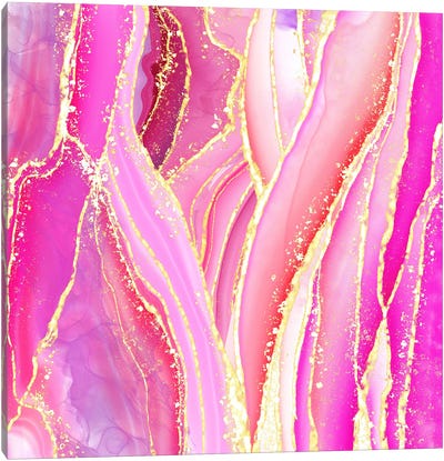 Sparkling Pink Agate Texture VII Canvas Art Print - Gold & Pink Art