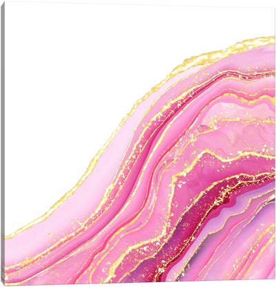 Sparkling Pink Agate Texture X Canvas Art Print - Gold & Pink Art