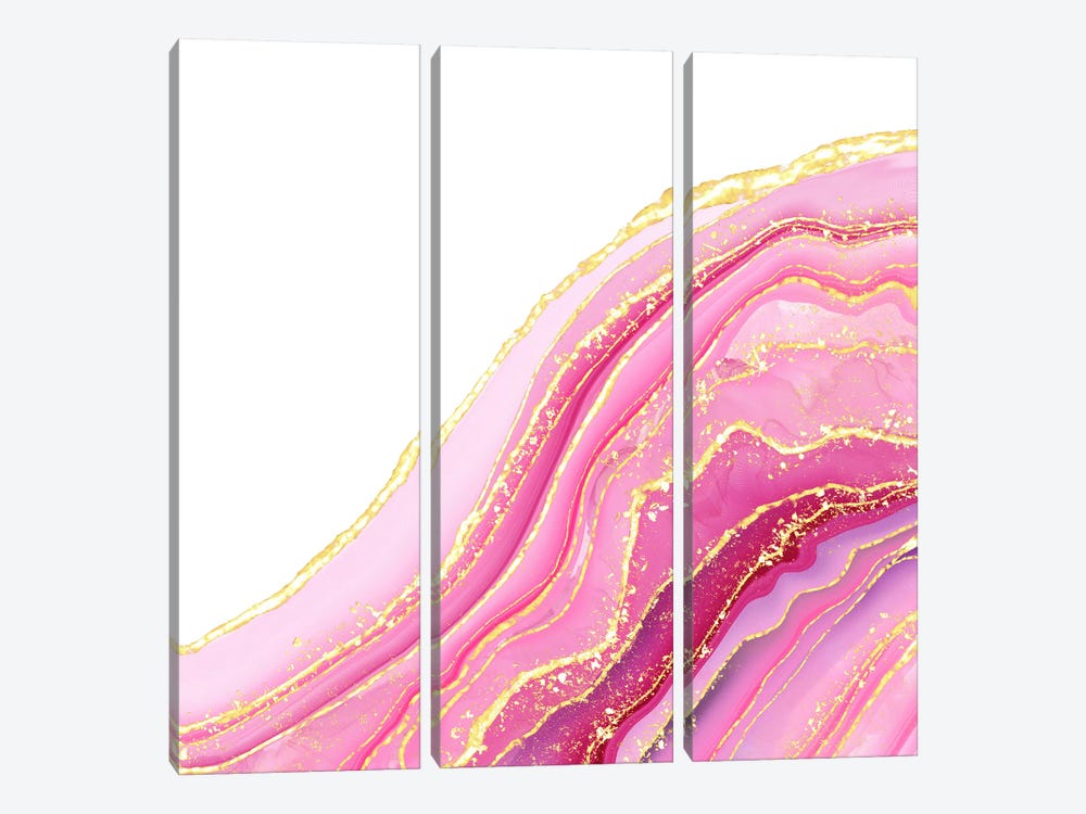 Sparkling Pink Agate Texture X by Aloke Design 3-piece Canvas Wall Art