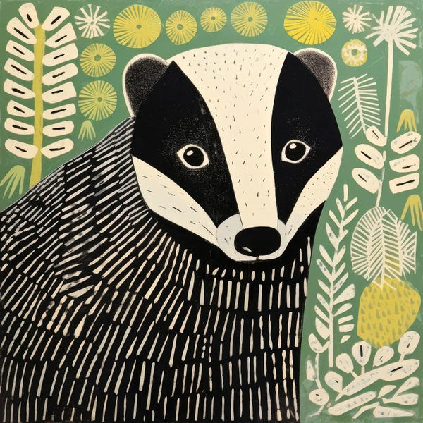 Badgers: Green Badger by Aloke Design