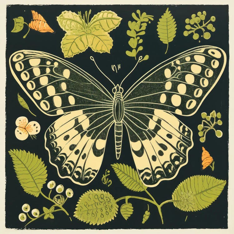 Green Butterfly by Aloke Design wall art