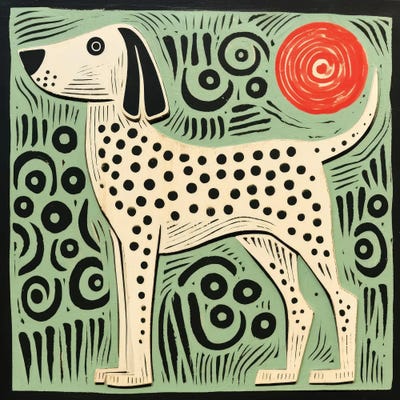 Green Dog by Aloke Design metal wall art