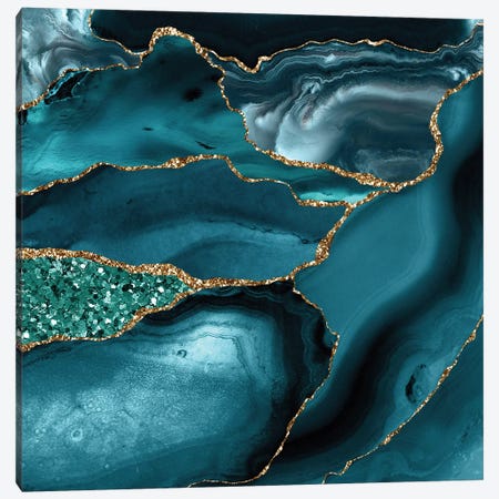 Agate Glitter Ocean Texture X Canvas Print #AKD66} by Aloke Design Canvas Art Print