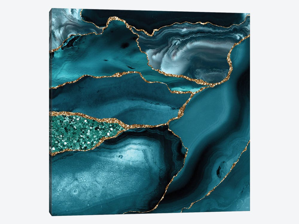 Agate Glitter Ocean Texture X by Aloke Design 1-piece Canvas Art