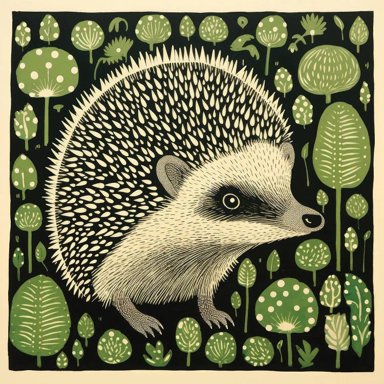 Green Hedgehog by Aloke Design wall art