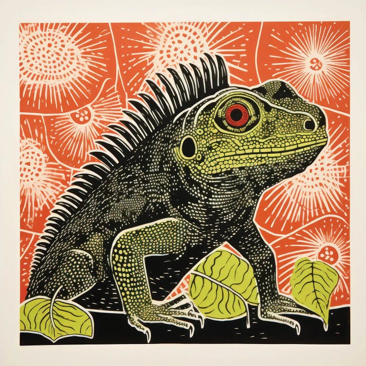 Green Iguana by Aloke Design wall art