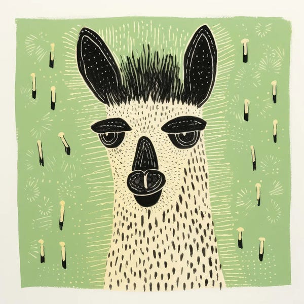 Llamas: Green Llama by Aloke Design