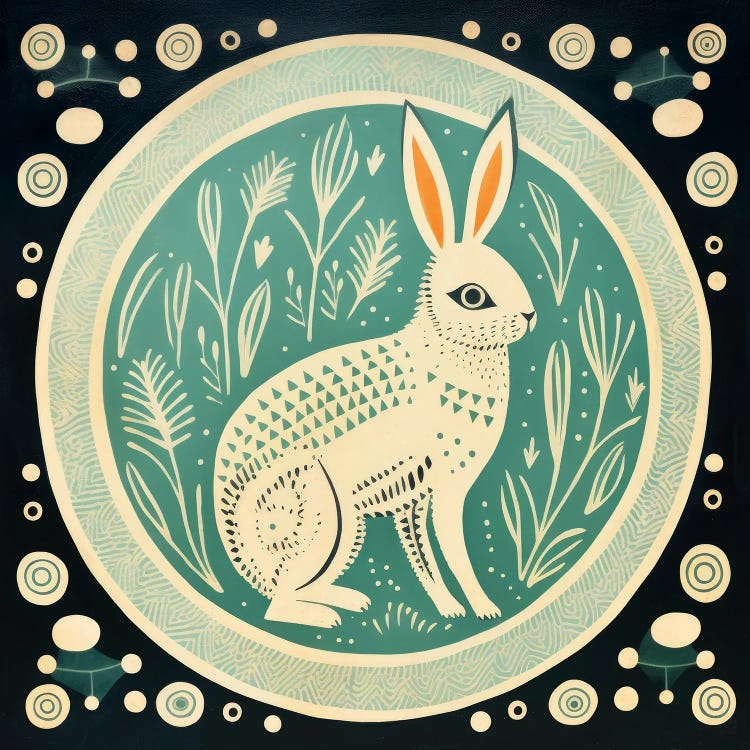 Green Rabbit by Aloke Design wall art