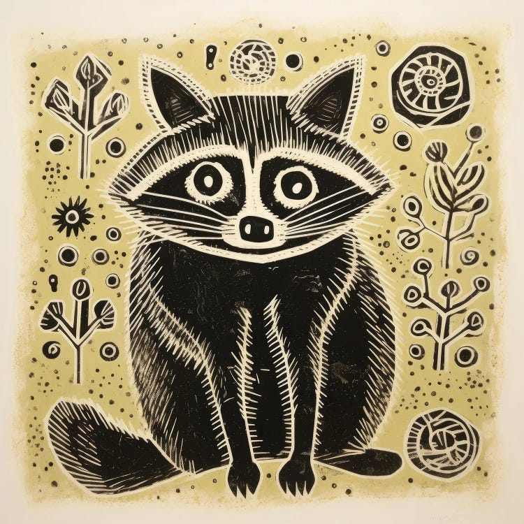 Green Raccoon by Aloke Design wall art
