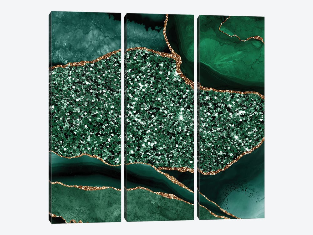 Agate Glitter Ocean Texture XIII by Aloke Design 3-piece Canvas Art Print