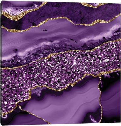 Agate Glitter Ocean Texture II Canvas Art Print - Purple Abstract Art