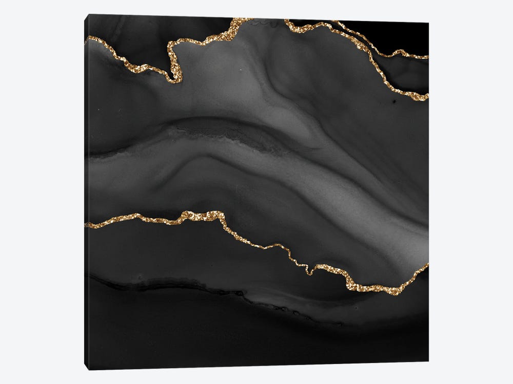Black Gold Agate Texture I by Aloke Design 1-piece Canvas Artwork