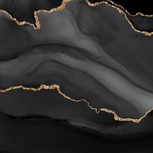Aloke Design: Black Gold Agate Texture I by Aloke Design