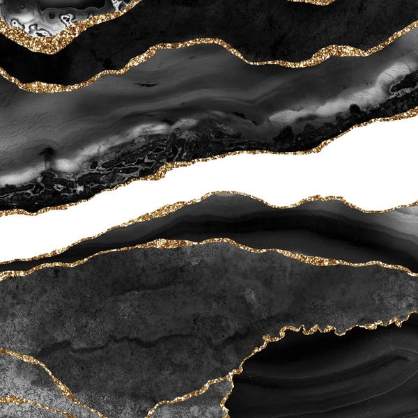 Aloke Design: Black Gold Agate Texture VIII by Aloke Design