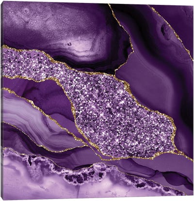Agate Glitter Ocean Texture III Canvas Art Print - Purple Abstract Art