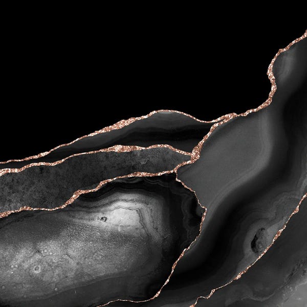 Aloke Design: Black Rose Gold Agate Texture IV by Aloke Design