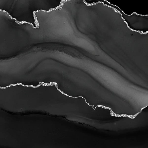 Aloke Design: Black Silver Agate Texture I by Aloke Design