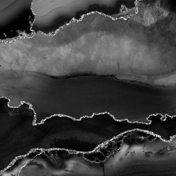 Agates, Geodes & Minerals: Black Silver Agate Texture II by Aloke Design