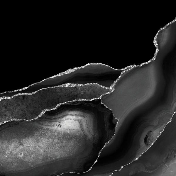 Agates, Geodes & Minerals: Black Silver Agate Texture IV by Aloke Design