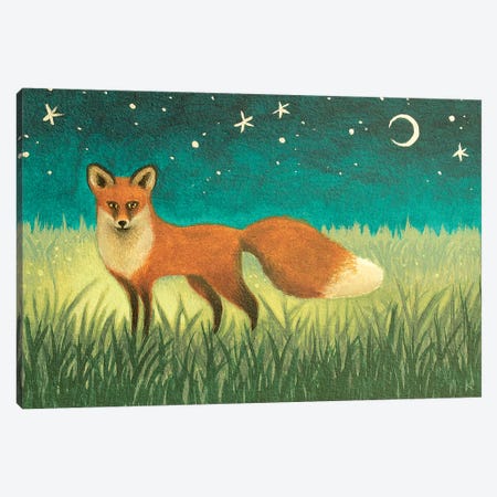 Night Fox Canvas Print #AKE18} by Antoinette Kelly Canvas Wall Art