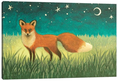 Night Fox Canvas Art Print - Antoinette Kelly