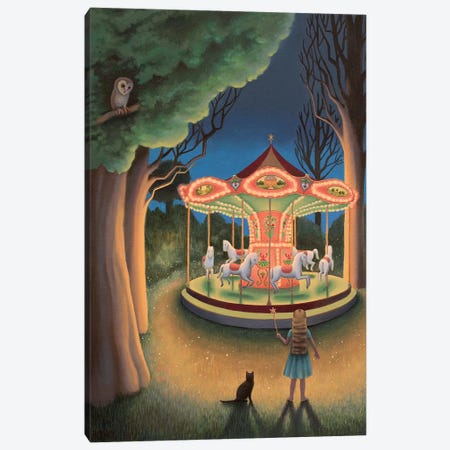Nightime Carousel Canvas Print #AKE27} by Antoinette Kelly Canvas Art