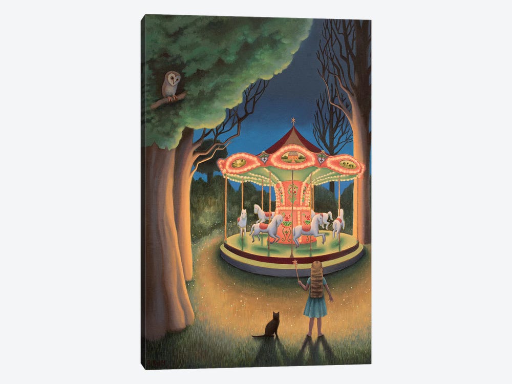 Nightime Carousel by Antoinette Kelly 1-piece Canvas Artwork