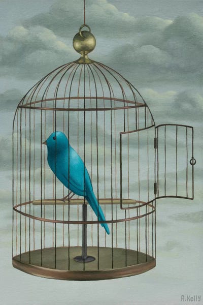 Blue Bird by Antoinette Kelly framed canvas print
