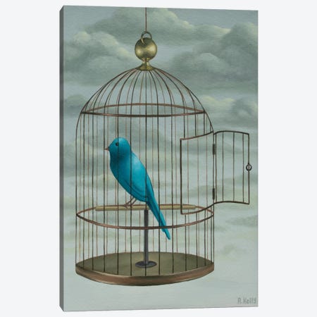 Blue Bird Canvas Print #AKE29} by Antoinette Kelly Art Print