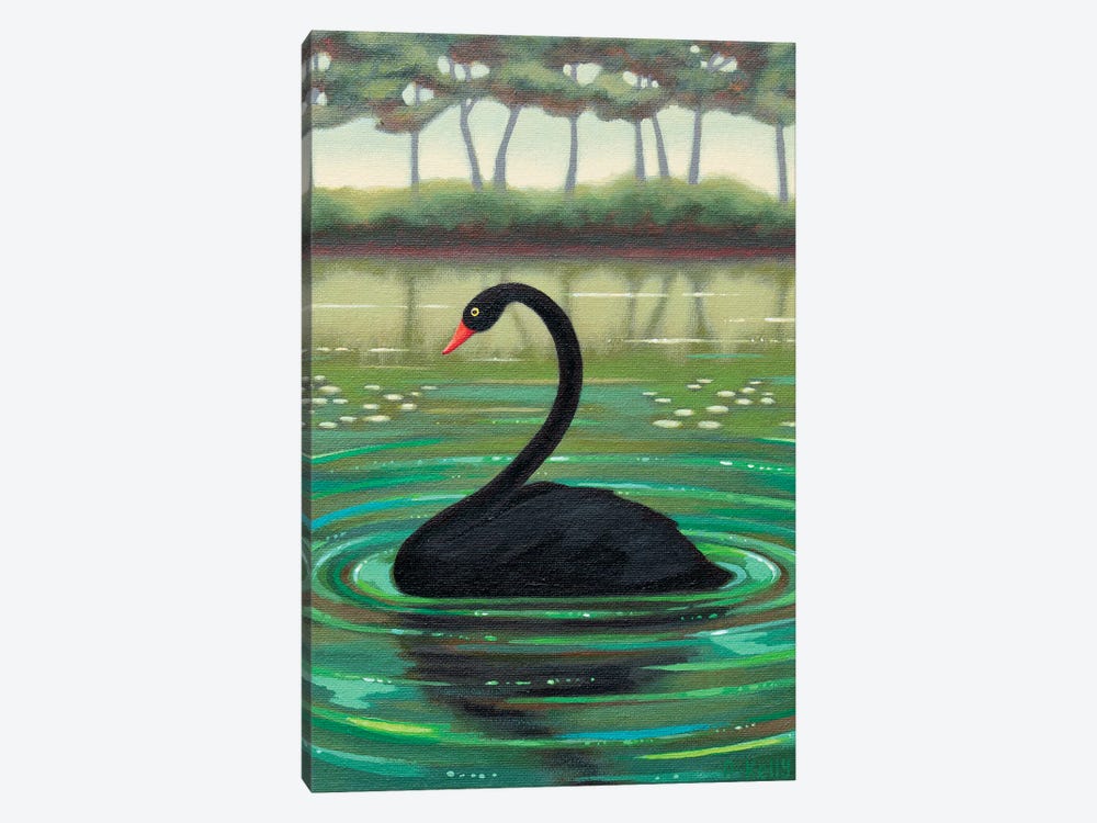 Black Swan by Antoinette Kelly 1-piece Canvas Artwork