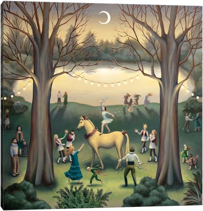 Twilight Dance Canvas Art Print - Crescent Moon Art