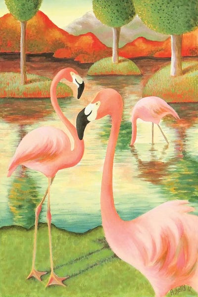 Flamingos by Antoinette Kelly art print