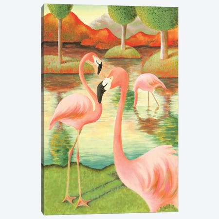 Flamingos Canvas Print #AKE8} by Antoinette Kelly Canvas Wall Art
