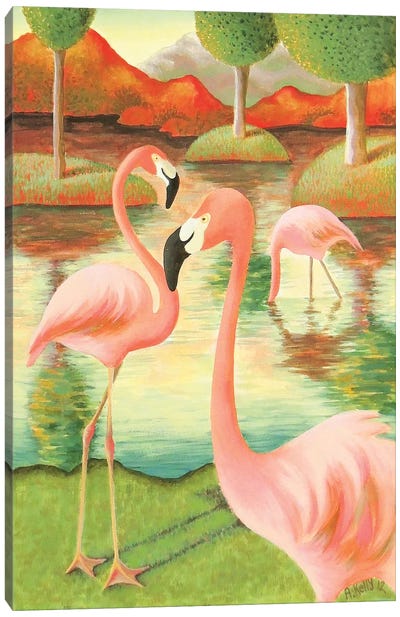 Flamingos Canvas Art Print - Antoinette Kelly