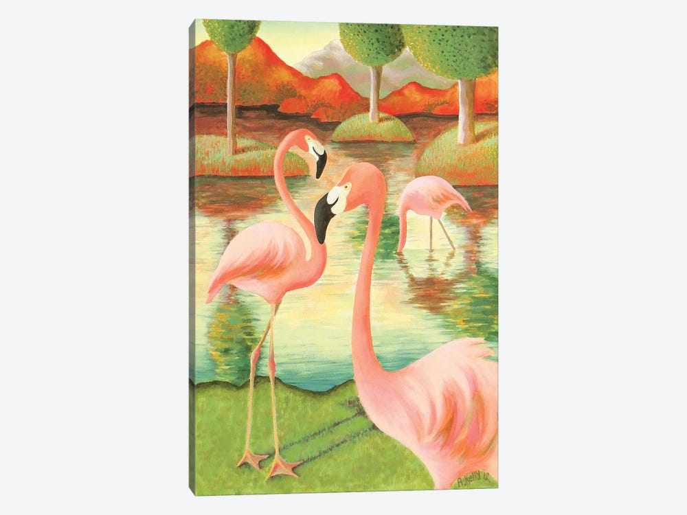 Flamingos by Antoinette Kelly 1-piece Canvas Art Print