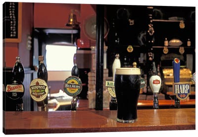 Glass Of Stout On The Bar, The Old Stand, Dublin, Republic Of Ireland Canvas Art Print - Food & Drink Still Life