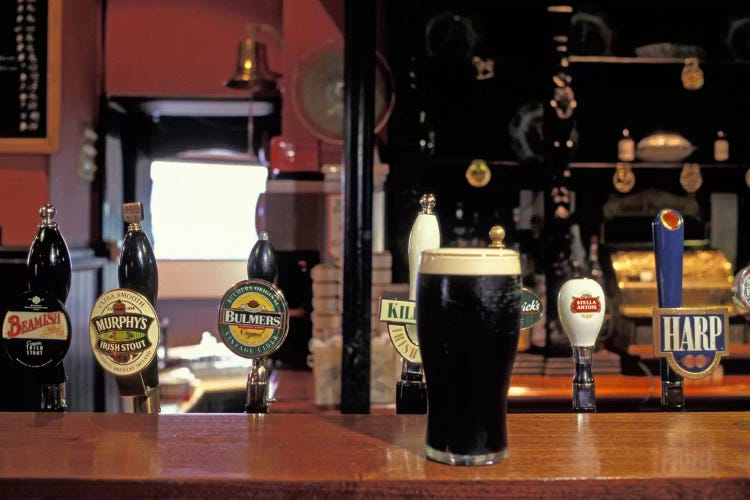 Glass Of Stout On The Bar, The Old Stand, Dublin, Republic Of Ireland