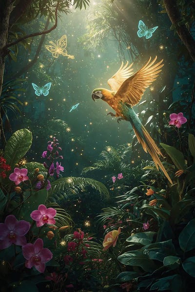 Jungles: Parrot In Fantasy Jungle by Nikita Abakumov