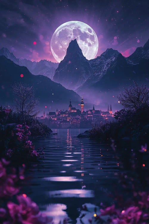 Purple Moon Castle Landscape by Nikita Abakumov wall art