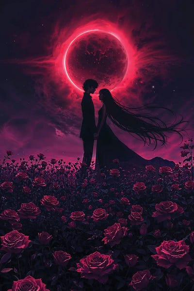 Anime Couple Red Roses