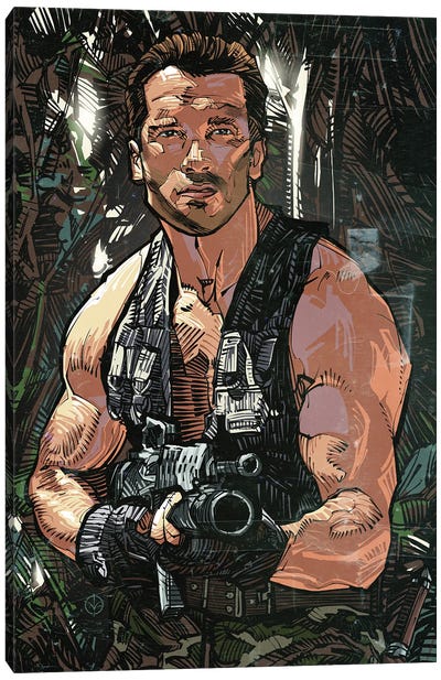 Commando Canvas Art Print - Thriller Movie Art