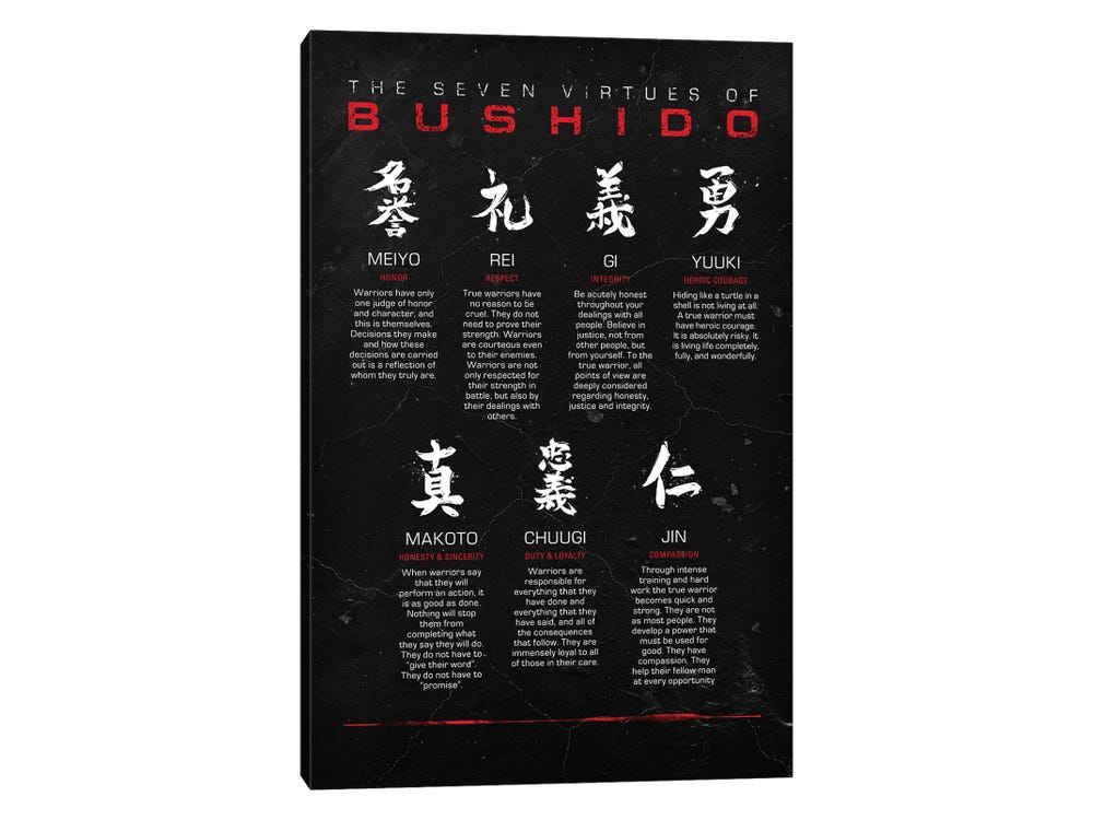 Bushido Code Black Canvas Wall Art by Nikita Abakumov | iCanvas Bushido Code Black Canvas Wall Art by Nikita Abakumov | iCanvas