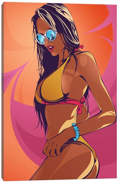 Beach Girl Canvas Art Print - Women's Swimsuit & Bikini Art