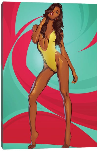 Girl Posing Canvas Art Print - Women's Swimsuit & Bikini Art