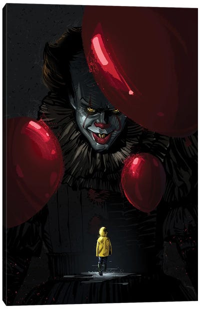 Pennywise Canvas Art Print - Evil Clown Art
