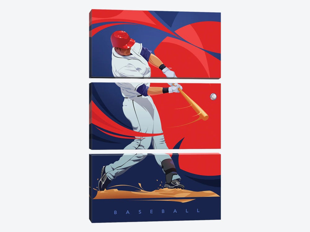 Baseball by Nikita Abakumov 3-piece Canvas Art