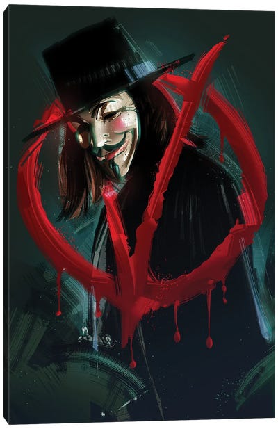 V For Vendetta I Canvas Art Print - Thriller Movie Art