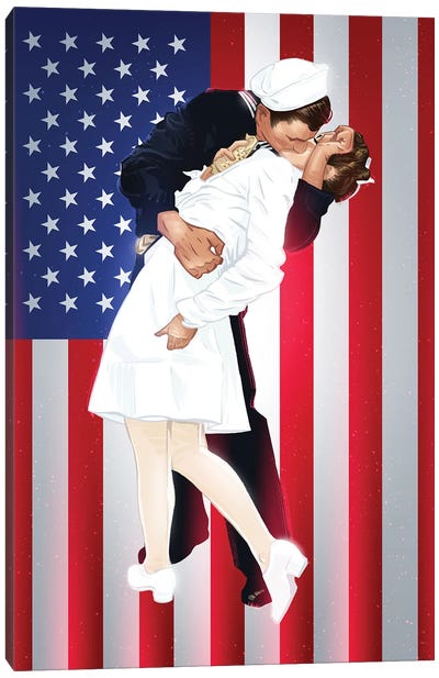 VJ Day Kiss Canvas Art Print - Red Passion